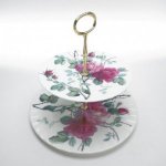 ROY KIRKHAM BONE CHINA | ENGLISH ROSE TWO TIER CAKE PLATE
